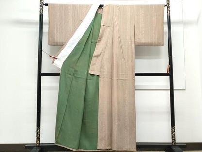 平和屋着物▽上質な小紋　単衣　草花間道　正絹　逸品　CABF7682th