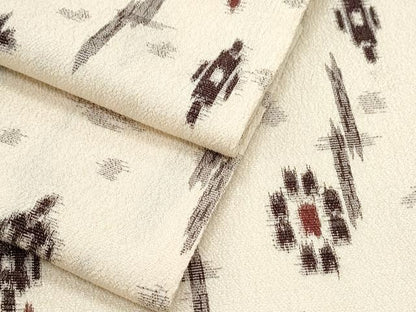 平和屋着物▽上質なお召　単衣　吉祥文　正絹　逸品　CABF7683th