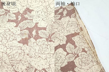 平和屋着物▽上質な小紋　単衣　薔薇　正絹　逸品　CABF7684th