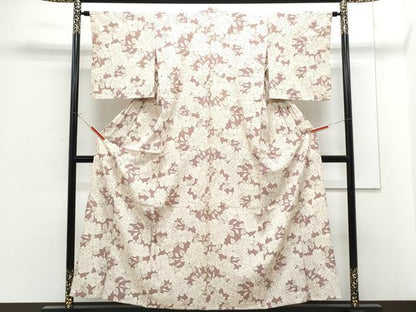 平和屋着物▽上質な小紋　単衣　薔薇　正絹　逸品　CABF7684th