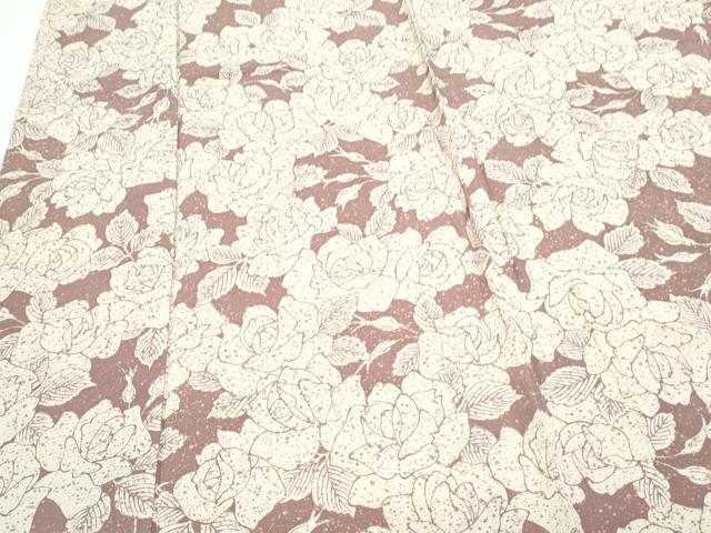 平和屋着物▽上質な小紋　単衣　薔薇　正絹　逸品　CABF7684th