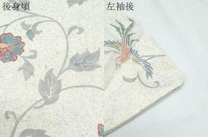 平和屋着物▽上質な小紋　単衣　花鳥唐草文　正絹　逸品　CABF7685th