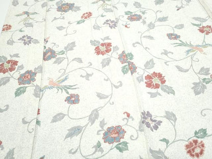 平和屋着物▽上質な小紋　単衣　花鳥唐草文　正絹　逸品　CABF7685th