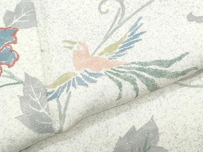 平和屋着物▽上質な小紋　単衣　花鳥唐草文　正絹　逸品　CABF7685th