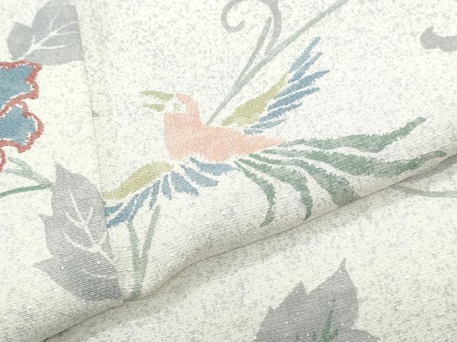 平和屋着物▽上質な小紋　単衣　花鳥唐草文　正絹　逸品　CABF7685th