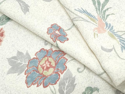 平和屋着物▽上質な小紋　単衣　花鳥唐草文　正絹　逸品　CABF7685th