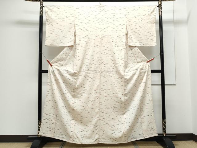 平和屋着物▽上質な小紋　単衣　雪芝文　正絹　逸品　CABF7687th