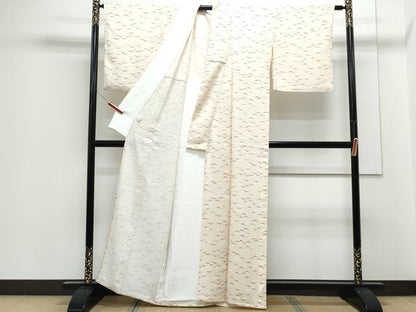 平和屋着物▽上質な小紋　単衣　雪芝文　正絹　逸品　CABF7687th
