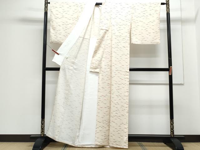 平和屋着物▽上質な小紋　単衣　雪芝文　正絹　逸品　CABF7687th