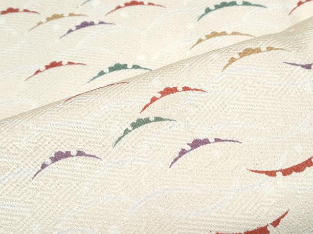 平和屋着物▽上質な小紋　単衣　雪芝文　正絹　逸品　CABF7687th