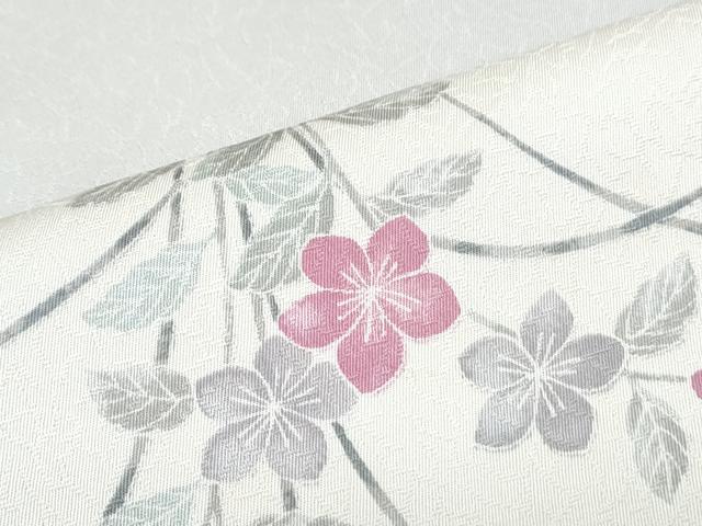 平和屋着物▽上質な小紋　単衣　横段花文　正絹　逸品　CABF7690th