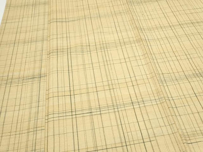 平和屋着物▽上質な紬　単衣　格子文　正絹　逸品　CABF7691th
