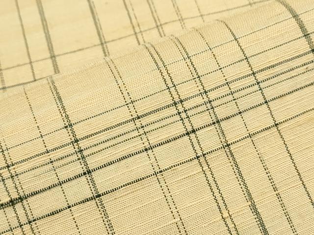 平和屋着物▽上質な紬　単衣　格子文　正絹　逸品　CABF7691th