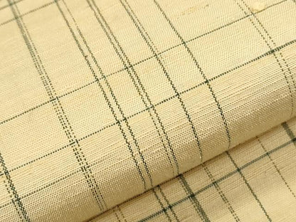 平和屋着物▽上質な紬　単衣　格子文　正絹　逸品　CABF7691th