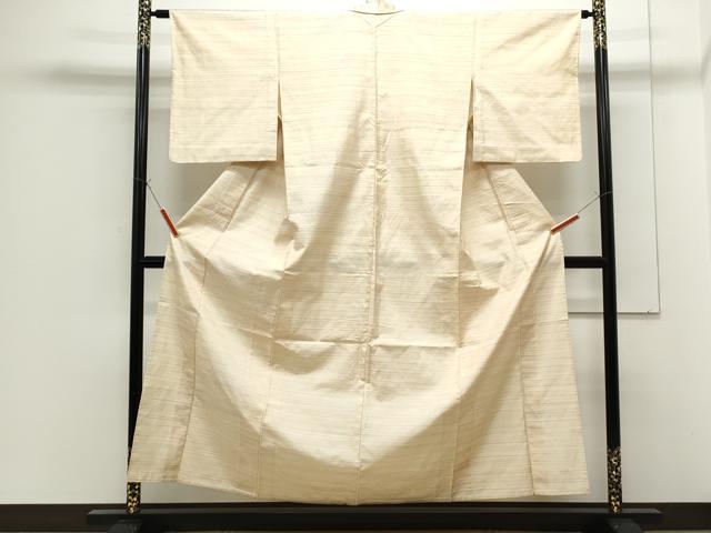 平和屋着物▽上質な紬　単衣　横段文　正絹　逸品　CABF7692th