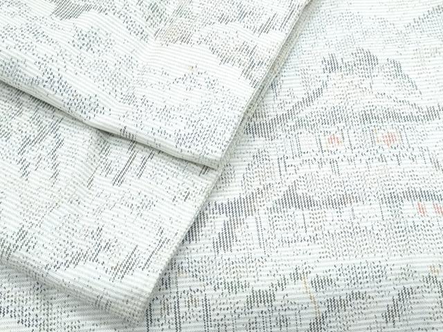 平和屋着物▽上質な紬　単衣　風景文　正絹　逸品　CABF7693th