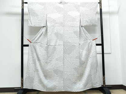 平和屋着物▽上質な小紋　単衣　絞り　切嵌吉祥文　正絹　逸品　CABF7696th