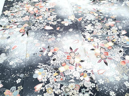 平和屋着物▽上質な小紋　単衣　作家物　草花文　暈し染め　金彩　正絹　逸品　CABF7697th