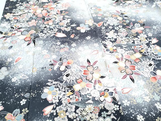 平和屋着物▽上質な小紋　単衣　作家物　草花文　暈し染め　金彩　正絹　逸品　CABF7697th