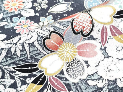平和屋着物▽上質な小紋　単衣　作家物　草花文　暈し染め　金彩　正絹　逸品　CABF7697th