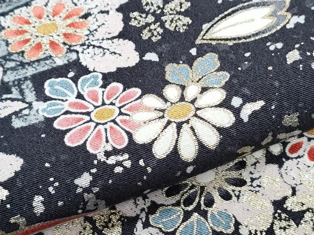 平和屋着物▽上質な小紋　単衣　作家物　草花文　暈し染め　金彩　正絹　逸品　CABF7697th