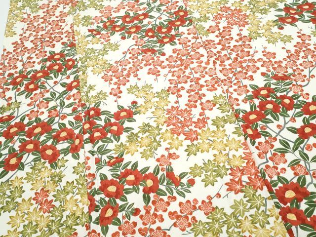平和屋着物▽上質な小紋　単衣　枝花文　正絹　逸品　CABF7698th