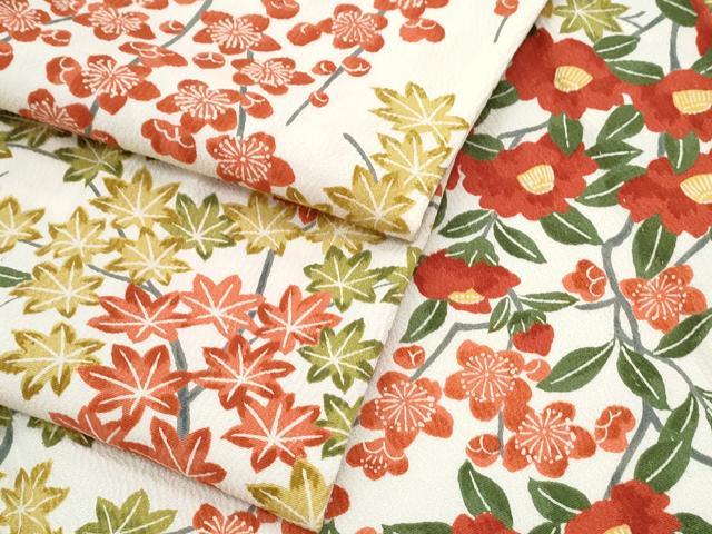 平和屋着物▽上質な小紋　単衣　枝花文　正絹　逸品　CABF7698th