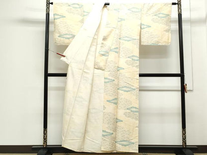 平和屋着物▽上質な小紋　単衣　雲重ね風景文　正絹　逸品　CABF7699th