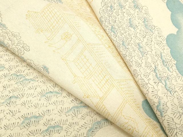 平和屋着物▽上質な小紋　単衣　雲重ね風景文　正絹　逸品　CABF7699th