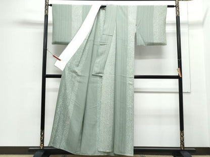 平和屋着物▽上質な小紋　単衣　間道　正絹　逸品　CABF7701th