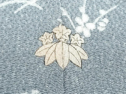 平和屋着物▽訪問着　単衣　流水花文　鬼しぼ縮緬　正絹　逸品　CABF7702th