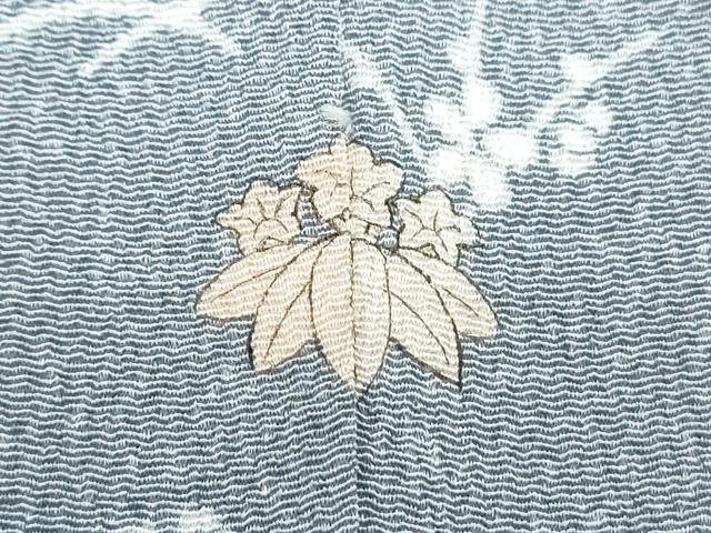 平和屋着物▽訪問着　単衣　流水花文　鬼しぼ縮緬　正絹　逸品　CABF7702th