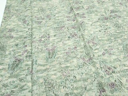 平和屋着物▽上質な小紋　単衣　草花文　正絹　逸品　CABF7703th