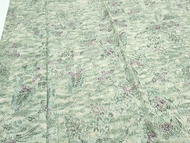 平和屋着物▽上質な小紋　単衣　草花文　正絹　逸品　CABF7703th