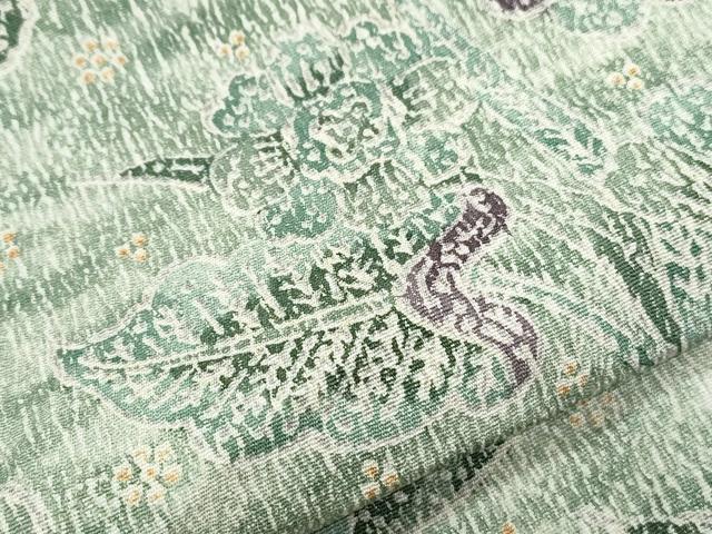 平和屋着物▽上質な小紋　単衣　草花文　正絹　逸品　CABF7703th