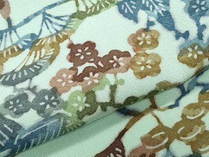 平和屋着物▽上質な小紋　単衣　型染め　風景文　正絹　逸品　CABF7704th