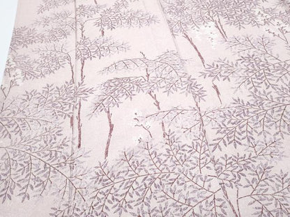 平和屋着物▽上質な小紋　単衣　作家物　草花文　正絹　逸品　CABF7706th