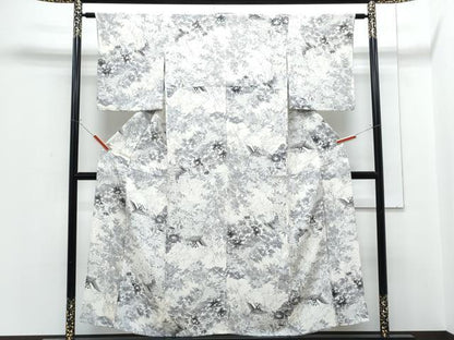 平和屋着物▽上質な小紋　単衣　花鳥文　正絹　逸品　CABF7707th
