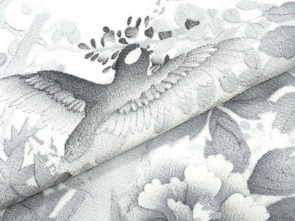 平和屋着物▽上質な小紋　単衣　花鳥文　正絹　逸品　CABF7707th