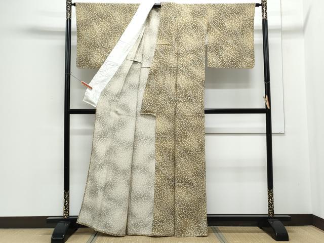 平和屋着物▽上質な小紋　単衣　舞花文　暈し染め　正絹　逸品　CABF7708th