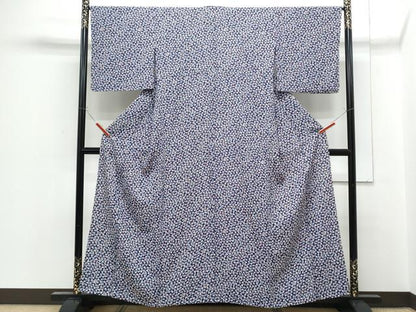 平和屋着物▽上質な小紋　単衣　草花文　正絹　逸品　CABF7709th