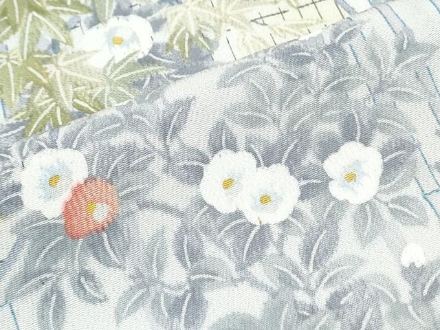 平和屋着物▽上質な小紋　単衣　風景花文　正絹　逸品　CABF7710th