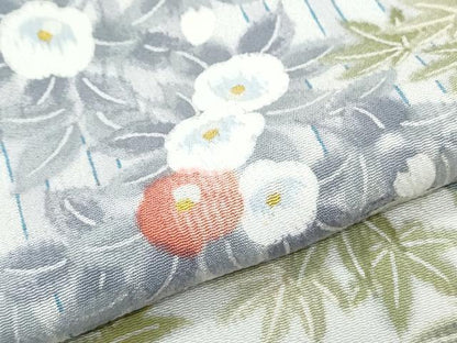 平和屋着物▽上質な小紋　単衣　風景花文　正絹　逸品　CABF7710th