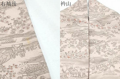 平和屋着物▽上質な小紋　単衣　人物風景文　正絹　逸品　CABF7711th