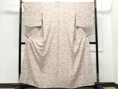 平和屋着物▽上質な小紋　単衣　人物風景文　正絹　逸品　CABF7711th