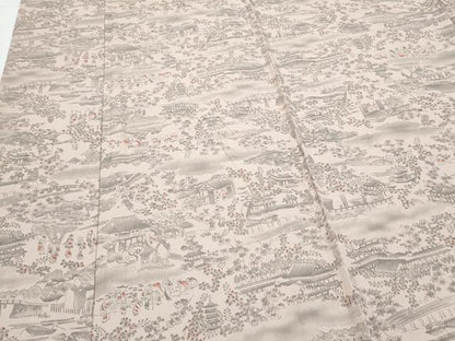 平和屋着物▽上質な小紋　単衣　人物風景文　正絹　逸品　CABF7711th