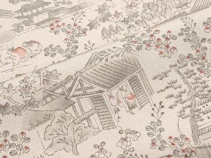 平和屋着物▽上質な小紋　単衣　人物風景文　正絹　逸品　CABF7711th