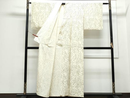 平和屋着物▽上質な小紋　単衣　舞花文　正絹　逸品　CABF7712th