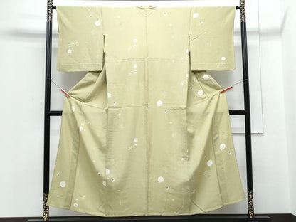 平和屋着物▽上質な小紋　単衣　兎　雪輪花文　正絹　逸品　CABF7714th
