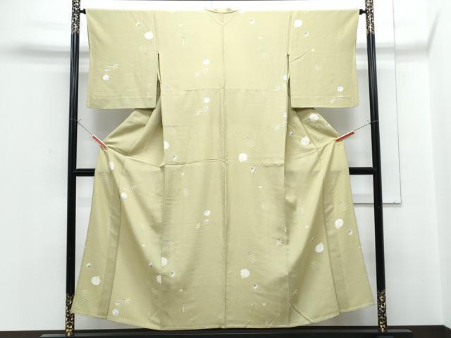平和屋着物▽上質な小紋　単衣　兎　雪輪花文　正絹　逸品　CABF7714th